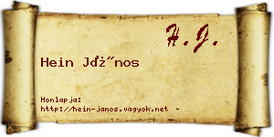 Hein János névjegykártya