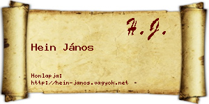 Hein János névjegykártya